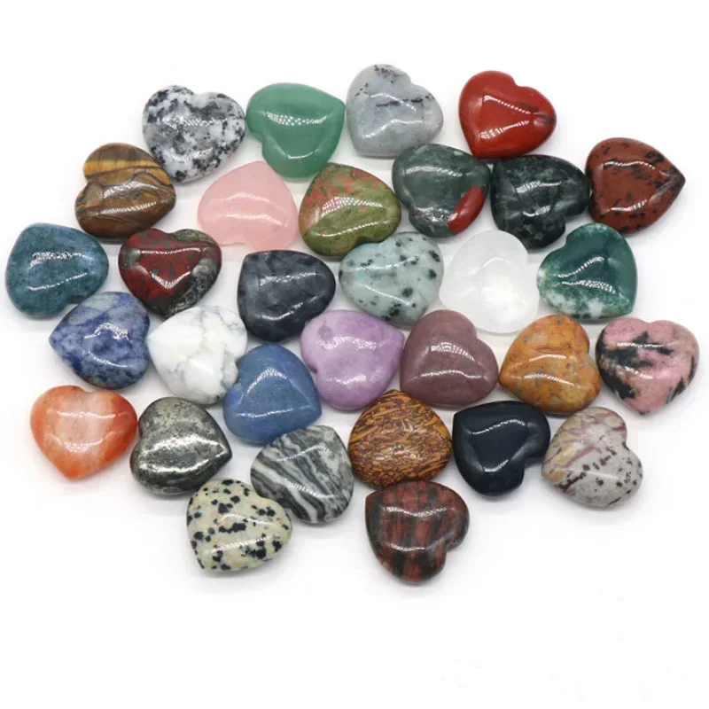 20pcs 20x8mm Heart Shape Beads Crystal Chakra Healing Stone Gemstones Pendant Reiki Handmade Jewelry Making Handicrafts