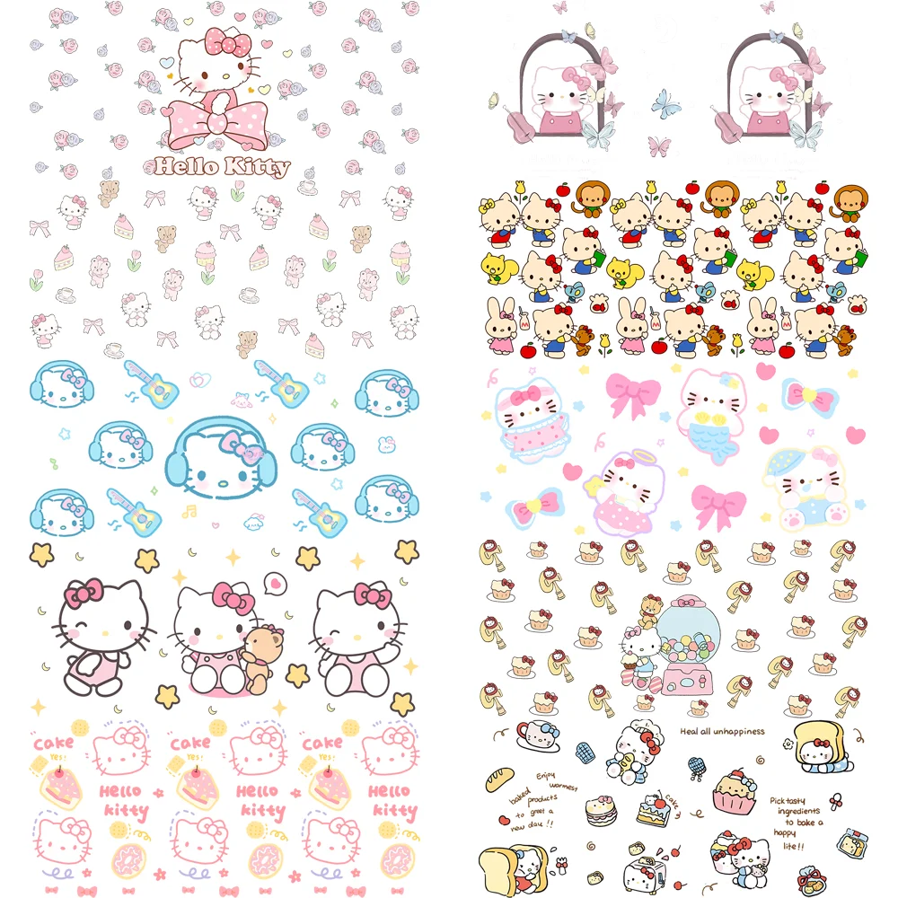 Girlish Heart Kitty Pattern 16oz UV DTF Cup Wrap Libbey Cup DIY Girl Gift Glass Cup Wraps JP Anime Icon 3D Transfers Sticker