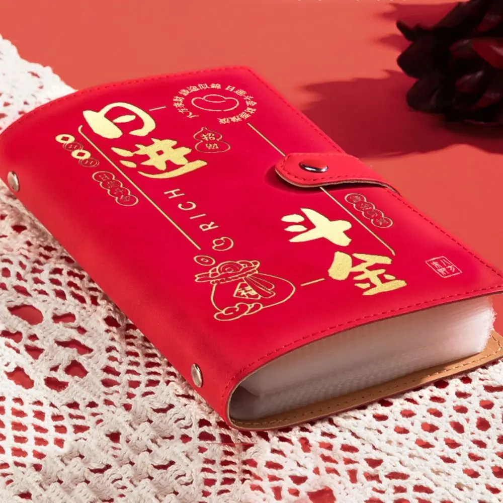 PU Leather Saving Money Binder Good Luck Refillable Budget Binder Cash Envelopes Savings Handbook Planner Organizer