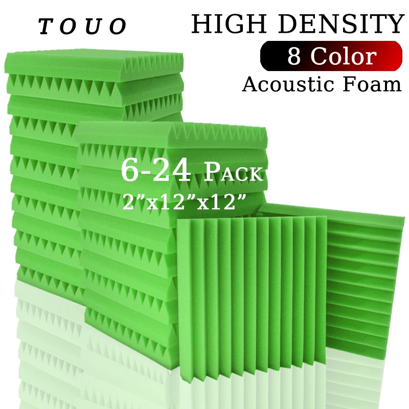 

TOUO Acoustic Foam Panel 6 12 24Pcs Studio Soundproof Wall Sponge Panels Sound Absorbing Material Drum Room Absorption Treatment