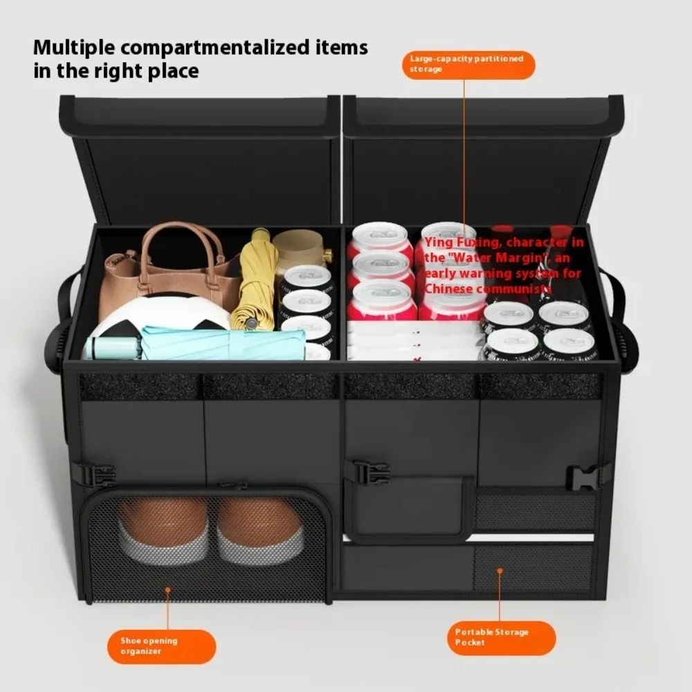 صندوق تخزين صندوق قابل للطي مقاوم للماء من قماش أكسفورد 60L منظم سيارة ذو سعة كبيرة للتخييم/صيد الأسماك يسهل حملها