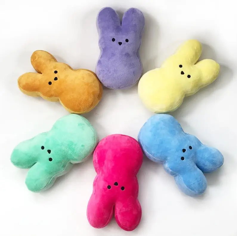 15cm Peeps Stuffed Easter Bunny Party Supply Velvet Plush Cute Rabbits Kids Animal Doll Toy Cuddle Toys Boys Girls Birthday ni26