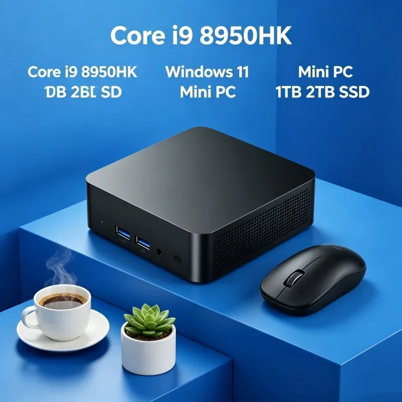 

Mini PC Core i9 8950HK Windows 11 Pro 32GB RAM 1TB/2TB SSD WiFi6 BT5.2 4K HD Office Gaming PC, Robust with 3 Years Warranty