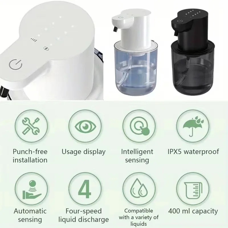 400ML Touchless 4-Levels Adjustable Foam Model Countertop Or Wall-Mounted Infrared Induction Automatic Sense Soap Dispenser
