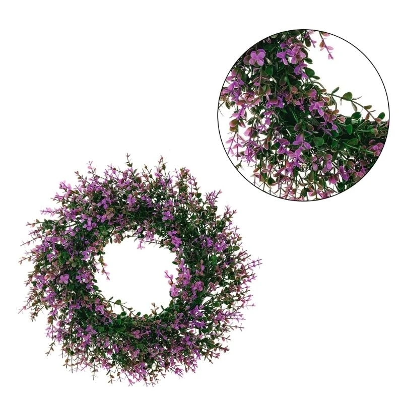

Artificial Eucalyptuses Flower Wreath Door Wreath PurpleFlower Wreath Home