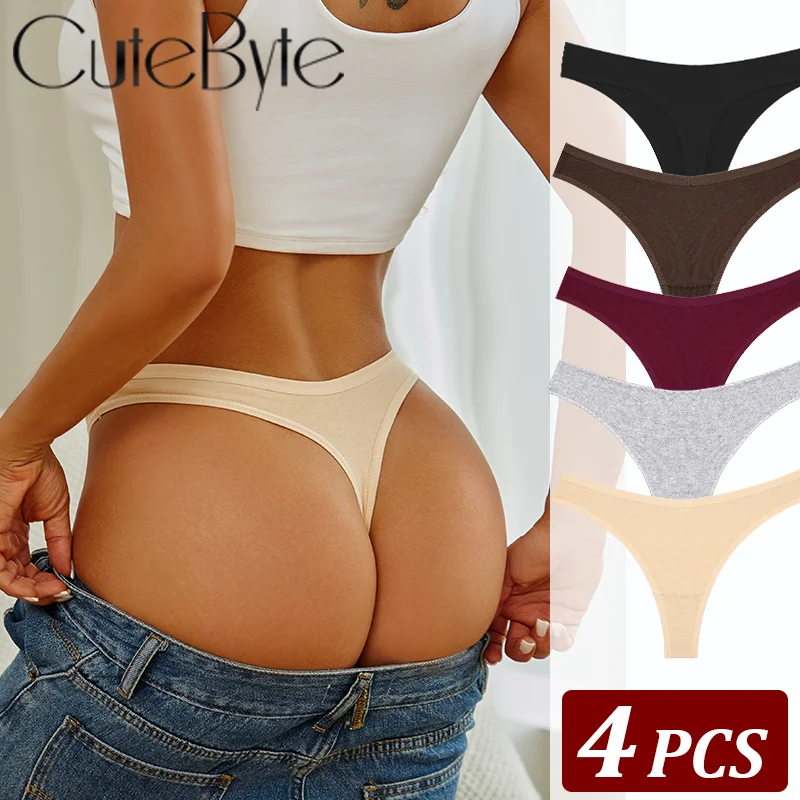 4 Stück Frauen nahtlose Tanga Baumwolle dünne Riemen niedrige Taille hohe Flexibilität Höschen sexy Unterwäsche Damen Slips T-Back weiche Frauen