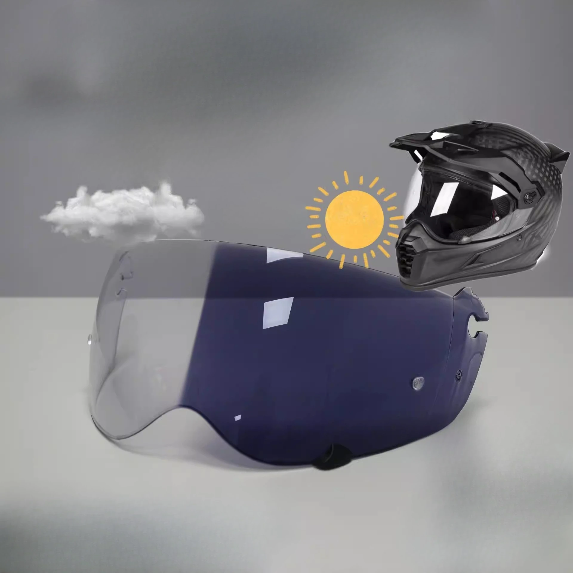 

Для шлема KLIM KRIOS PRO: линзы из углеродного волокна с изменением цвета, линзы Marushan L9, защита от запотевания и солнца