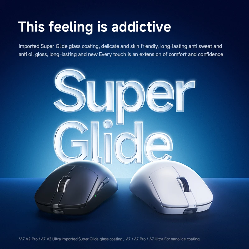 MCHOSE A7 V2 Ultra Gaming Mouse PAW3950 TI Sensor Dual 8000Hz 20000fps 42000DPI 750IPS Imported Super Glide Glass Coating CSGO