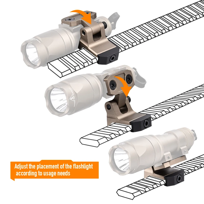 WADSN Tactische Zaklamp Mount Metalen M600 M300 Scout Light Mlok Keymod Picatinny Rail voor MCX MPX Airsoft Speelgoed Pistool Accessoires