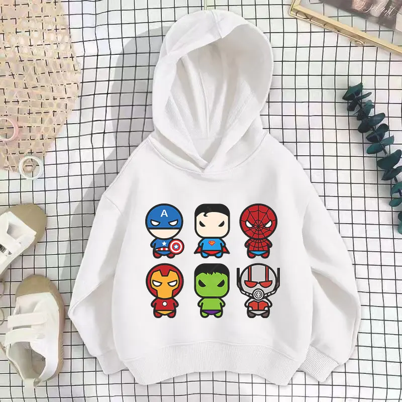 Sweat à capuche Marvel Avengers pour enfants, pull pour bébé, sweats à capuche longs pour garçons et filles, SpidSuffolk, vêtements pour enfants, 2 à 14 ans, nouveau, automne