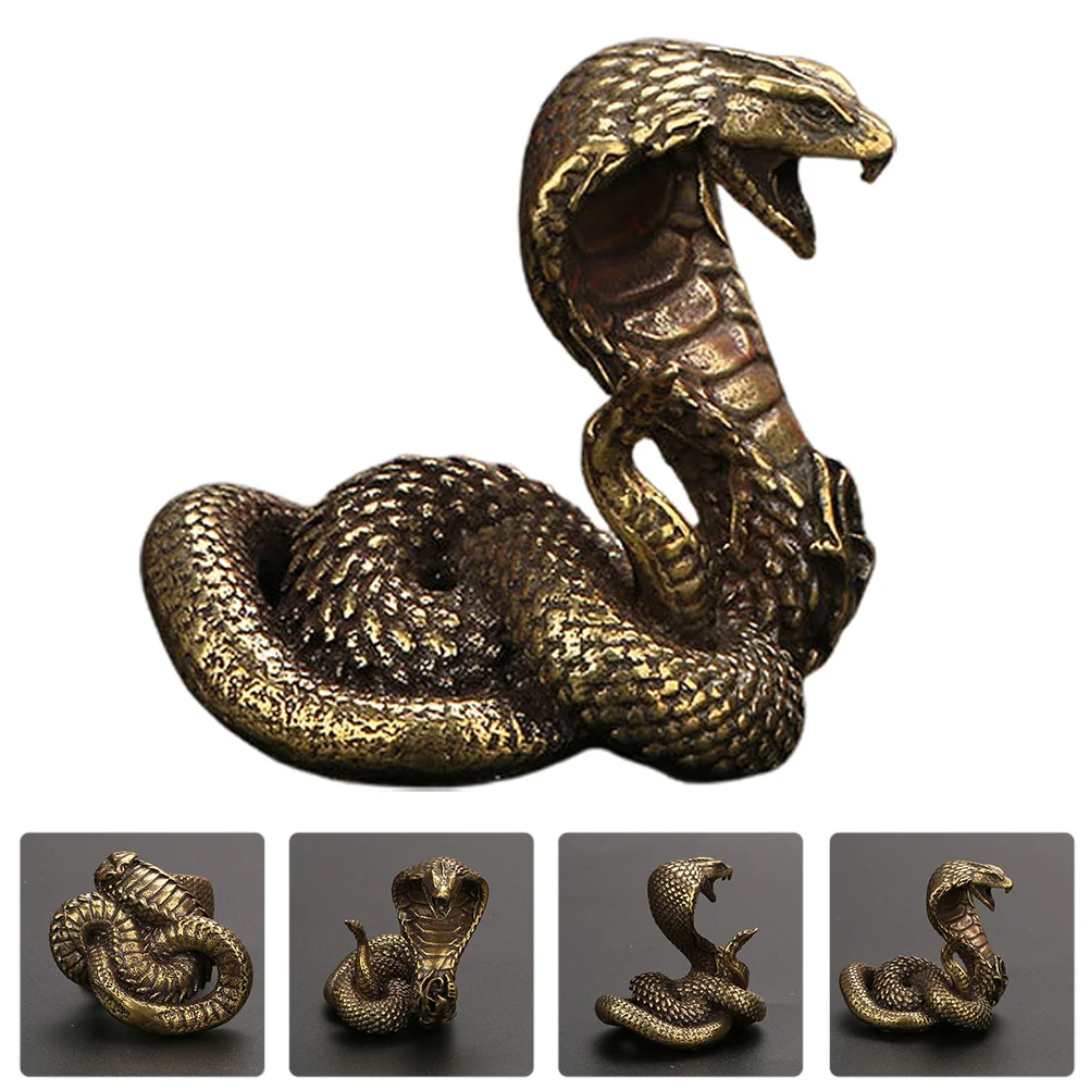 Snake Garden Statue Pure Copper Ornaments Choker Necklaces for Tea Pet Brass Remote Control Goth