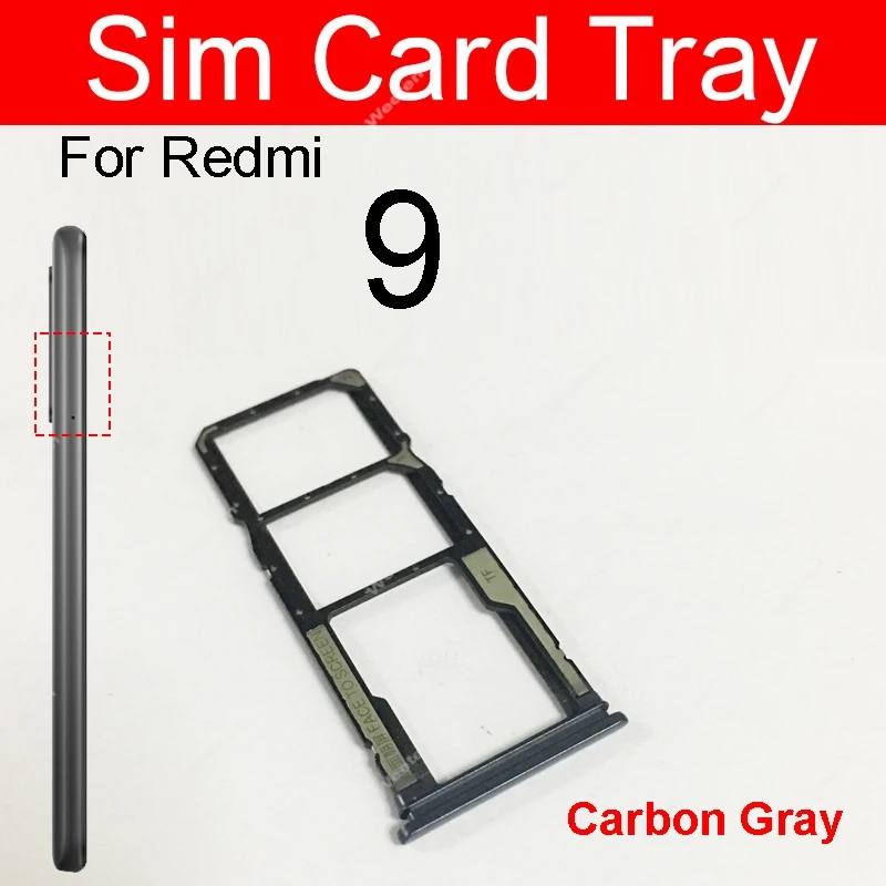 Sim Card Tray For Xiaomi Redmi 9 9A 9C 9T SIM Card Slot Sim Card Reader Holder For Redmi Hongmi 9 9a 9c 9t Replacement Parts