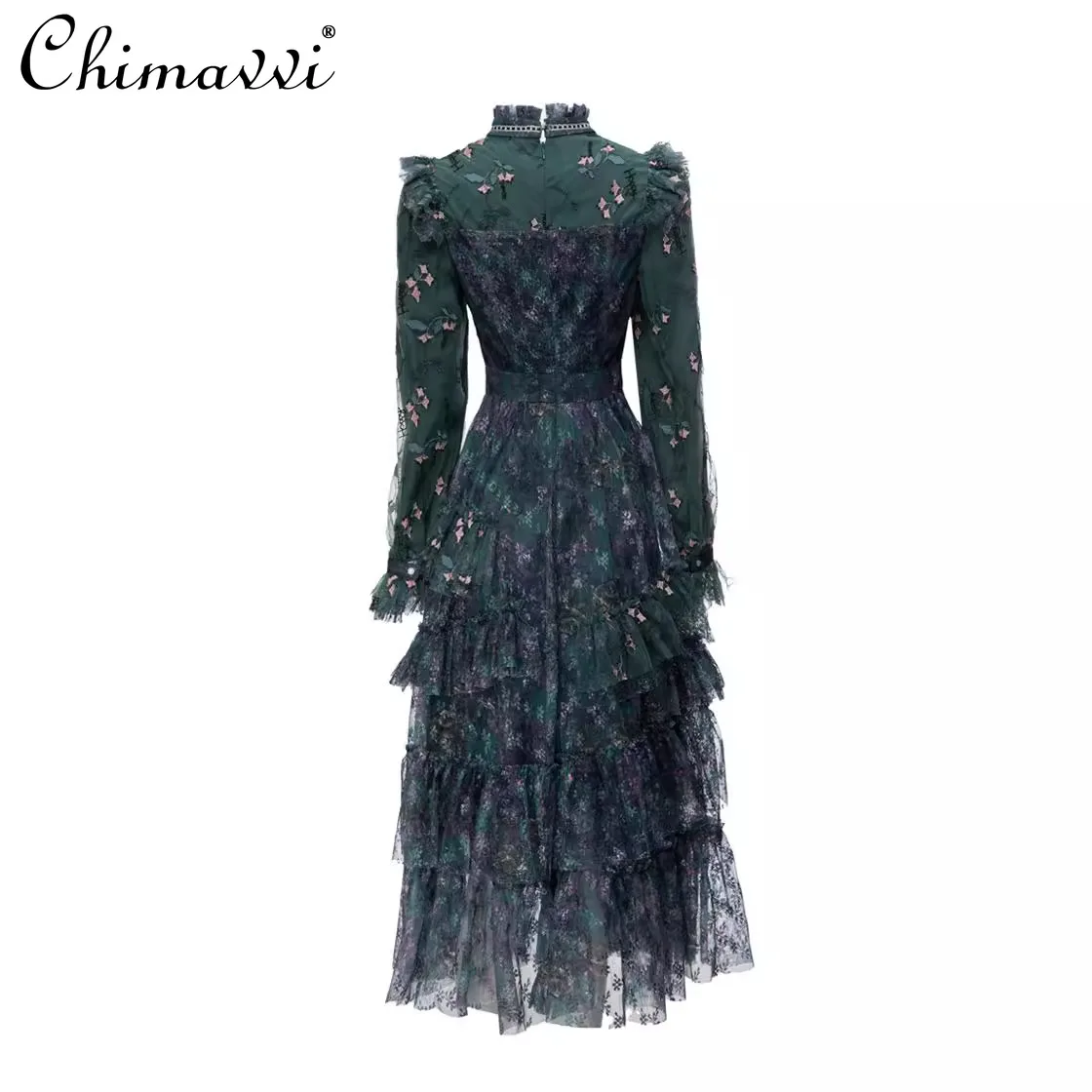 High-end French Embroidered Dress New 2024 Autumn Fashion Sweet Floral Dresses for Women High Waist Seaside Vacation Dresses