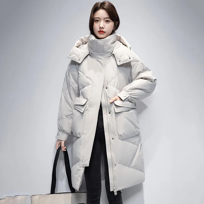 

2024 Winter New Hooded Cotton Coat Women's Overcoat Korean Mid-Length Loose Thicke Warm Parker Coat Female Down Cotton Jacket