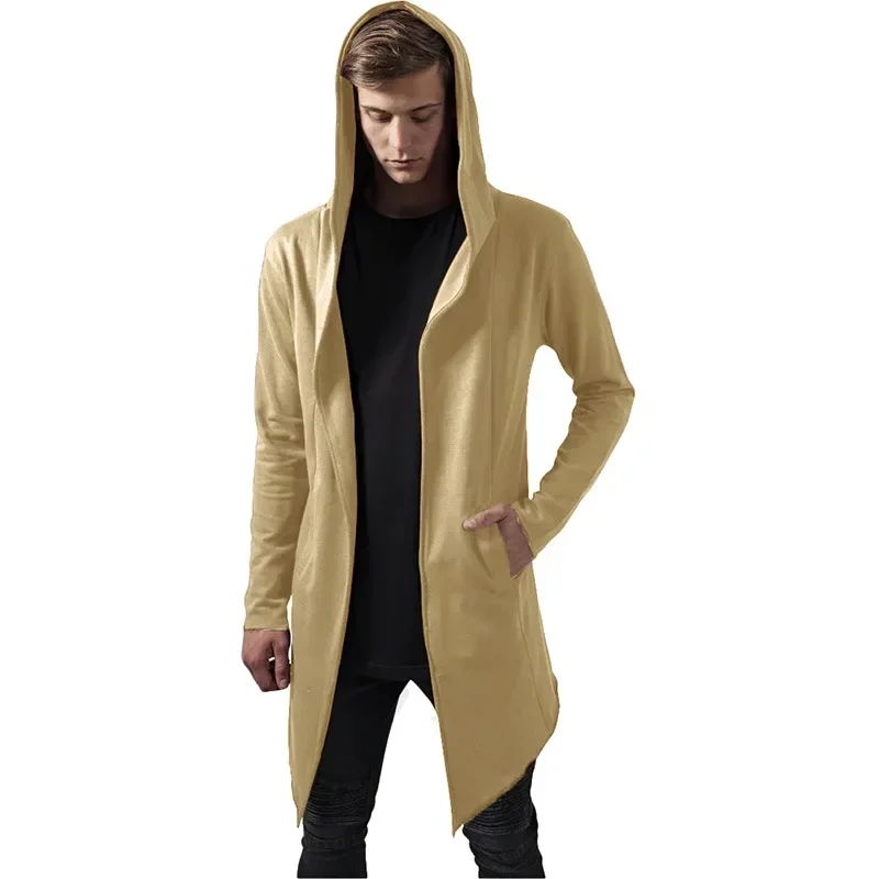 Men's Fashionable Medium - Length Cardigan Trench Coats for Spring and Autumn, Outdoor Hooded Sweatshirts for The Youth. S-XXL