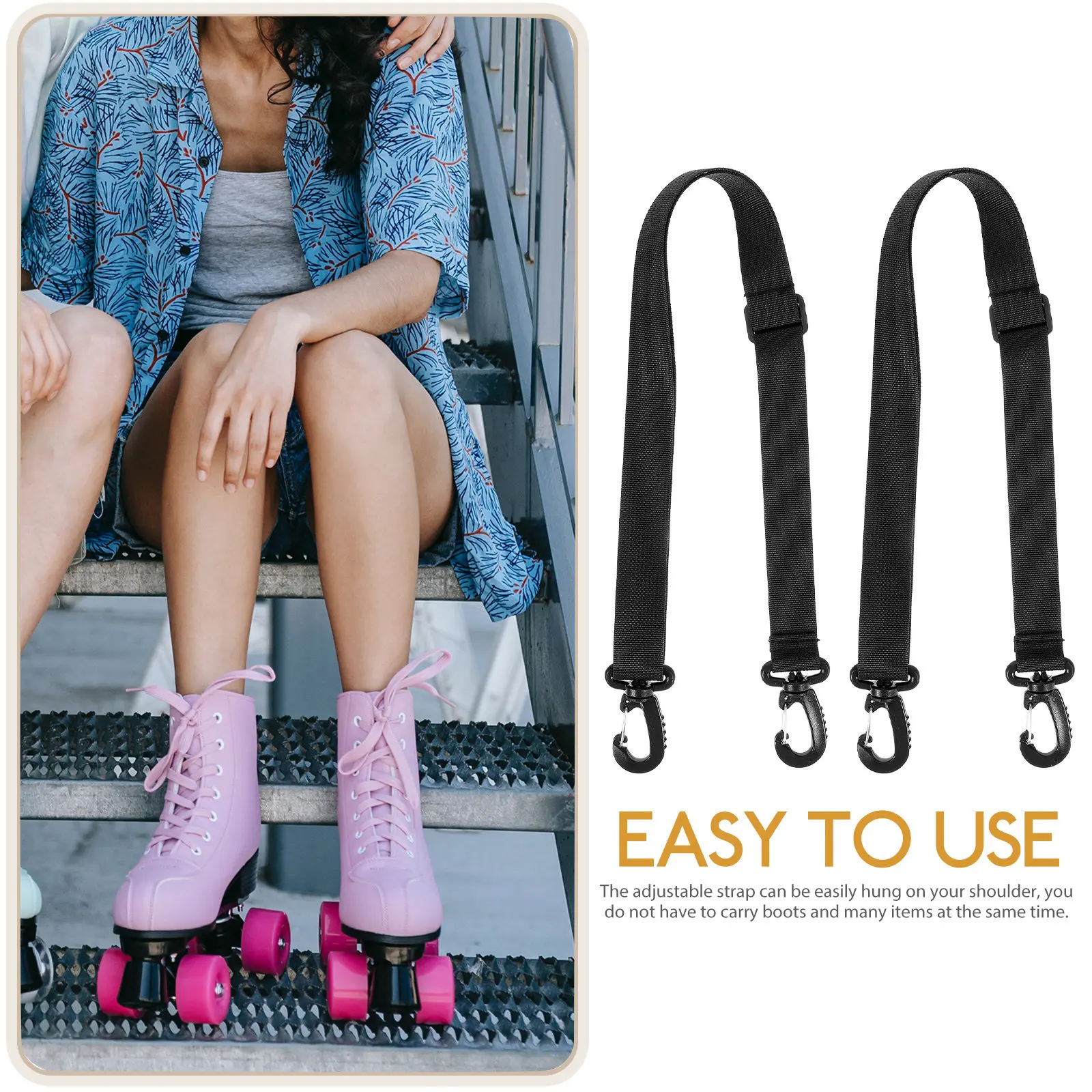 

2 шт. Ремни для переноски лыжных ботинок, регулируемые наплечные ремни, портативные ремни для роликовых коньков для взрослых, для двойных креплений