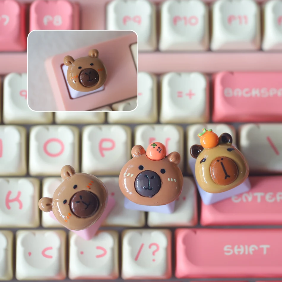 

New Handmade DIY Custom Keycaps Cute Capybara Keycap Cross Axis Mechanical Keyboard Caps ESC Key Caps Toy Holiday Gifts