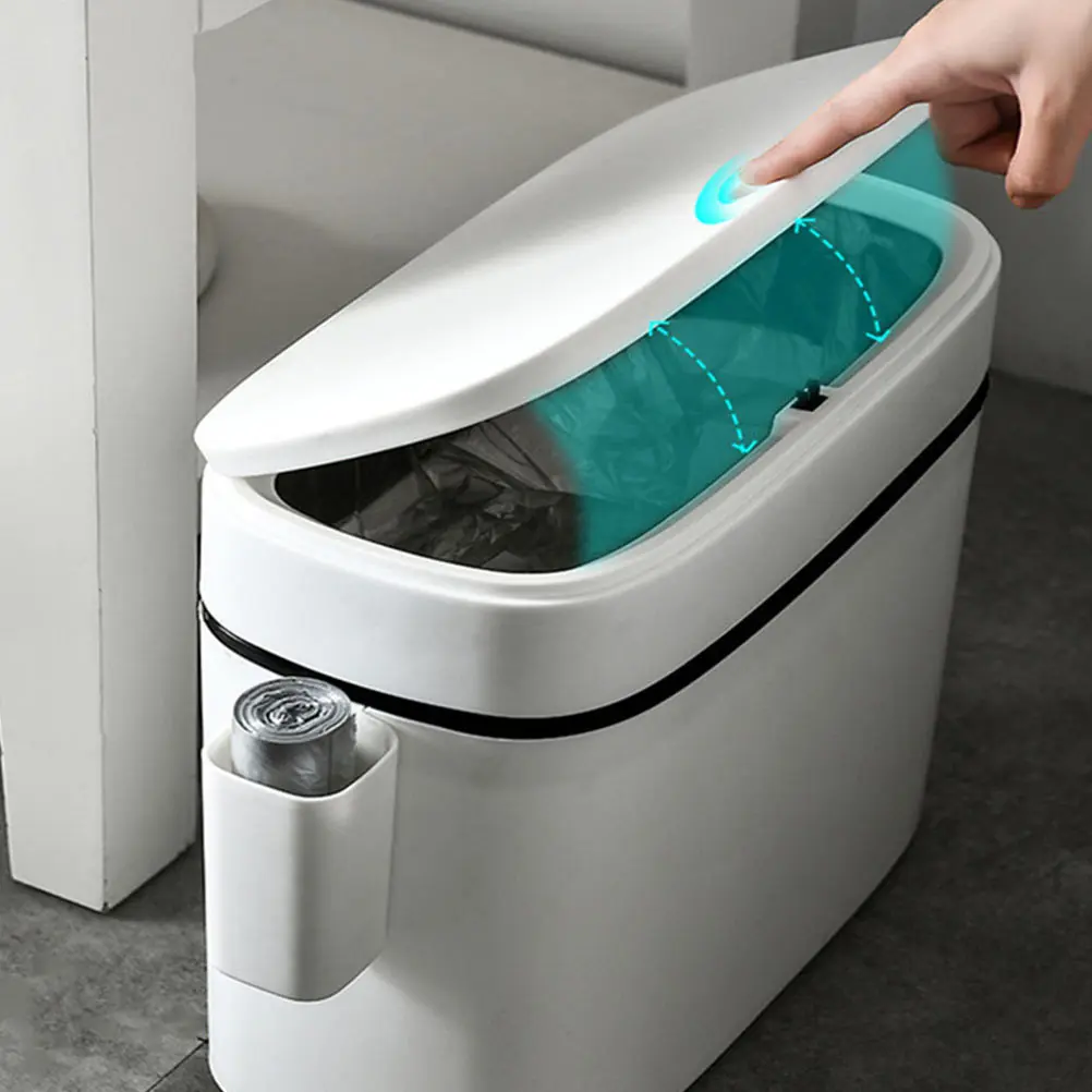 

1pc Large Capacity Trash Bin Household Garbage Box Waterproof Storage Container For Kitchen Bathroom Home Use (White)