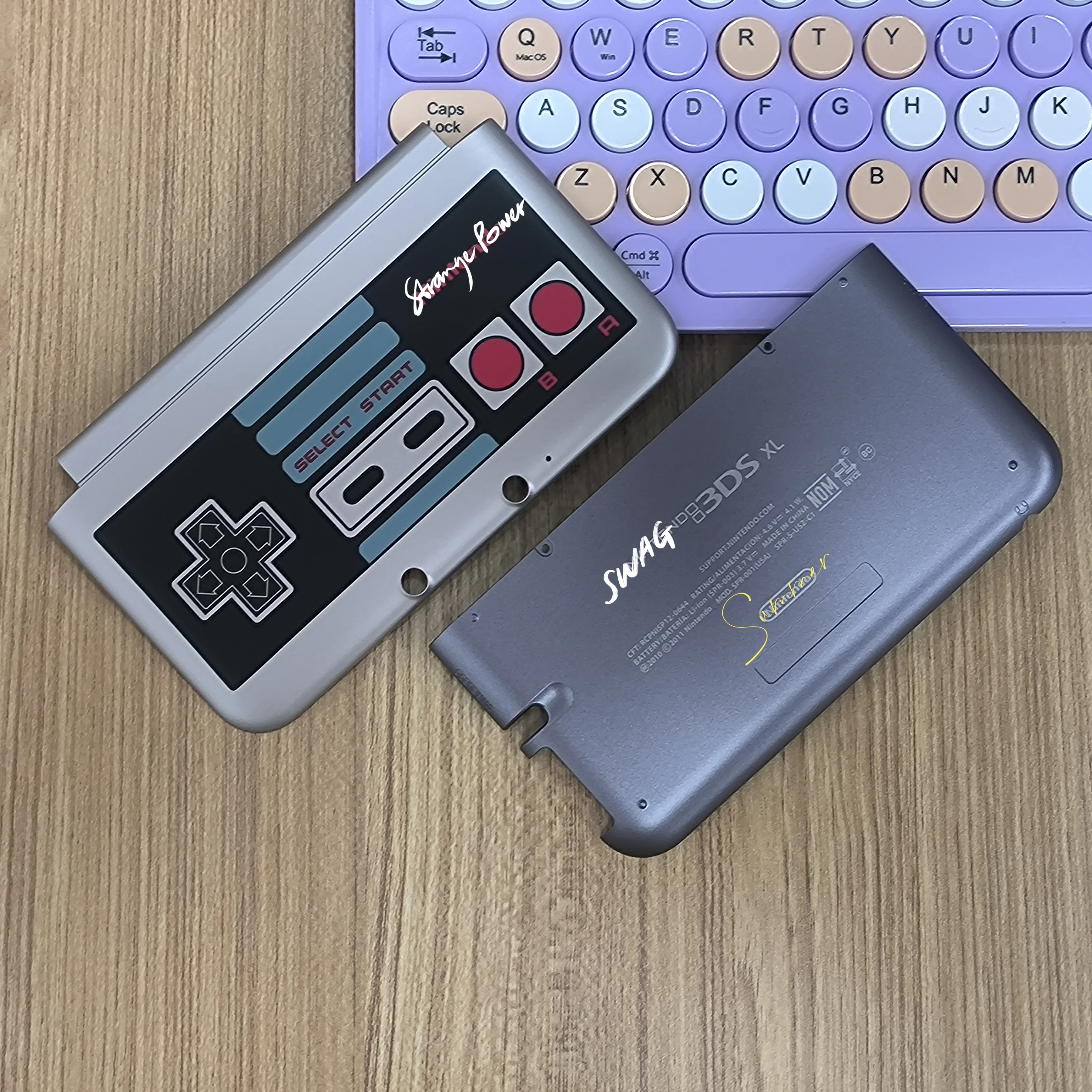 Original graue Limited Edition oben und unten mittlerer Rahmen und Batteriegehäuse für alte 3DS XL/LL-Konsole