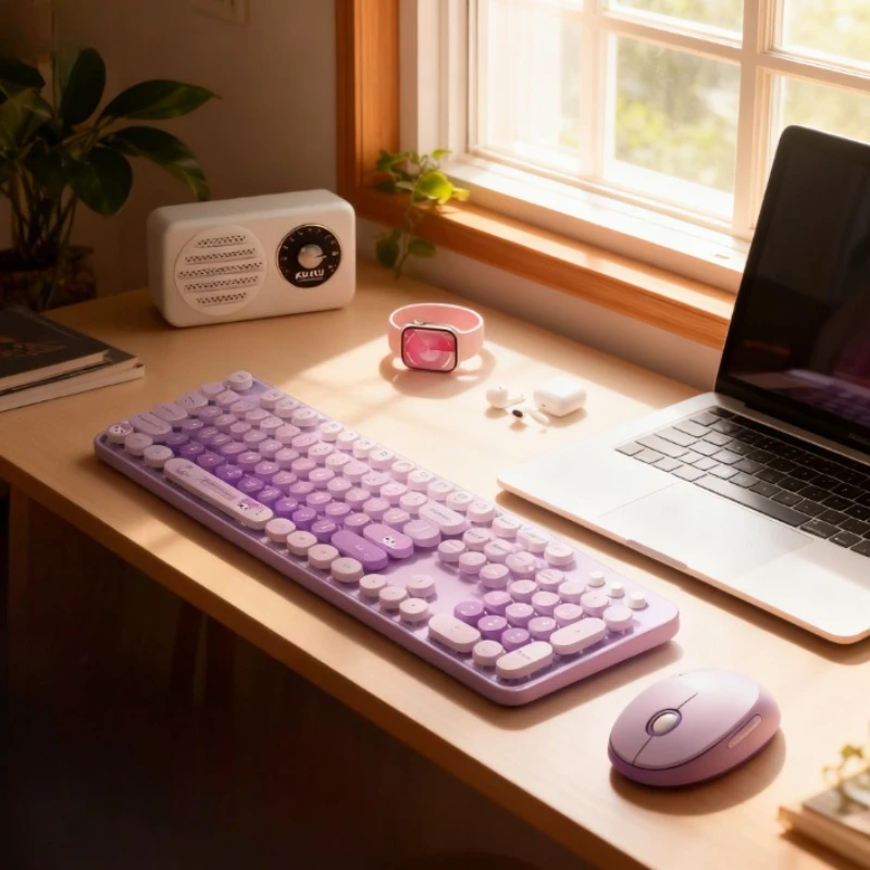 مجموعة لوحة مفاتيح وماوس لاسلكية من Mofii، كتابة عالية جمالية وهادئة ونقر متوافقة مع أجهزة الكمبيوتر المحمولة/الكمبيوتر المكتبية، للاستخدام المريح