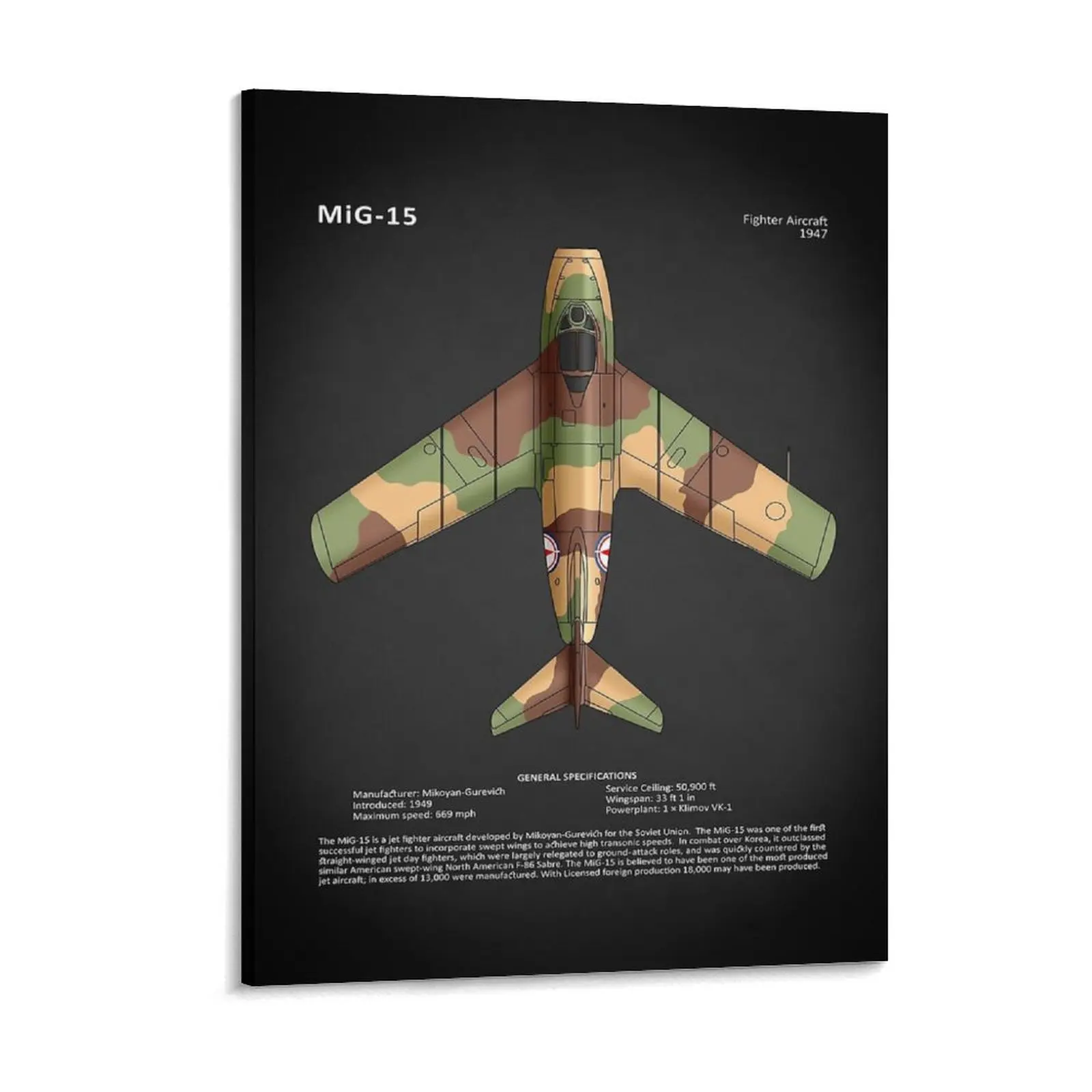 

The Mig 15 Canvas Painting Garage Club Party Printing Garage Cinema Framed Wall Paintings