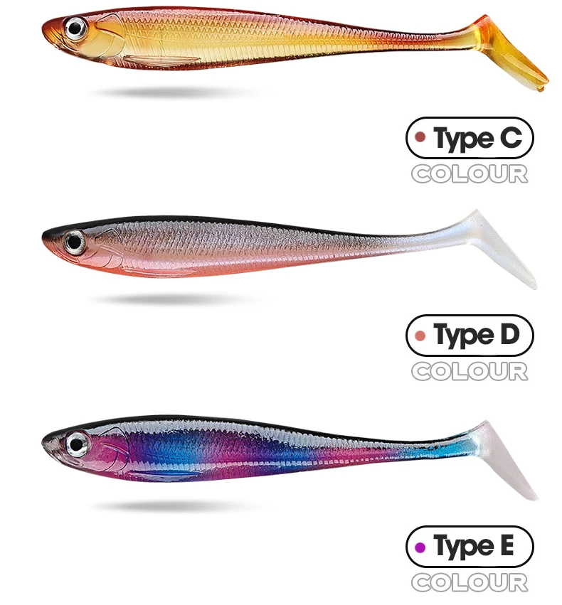 TAIYU 7-teiliges Set 9cm 6g Köder Weichköder T-Schwanz Weichköder Entenfuß-Fisch PVC Weichköder Simulationsköder Fischköder – Detail 10