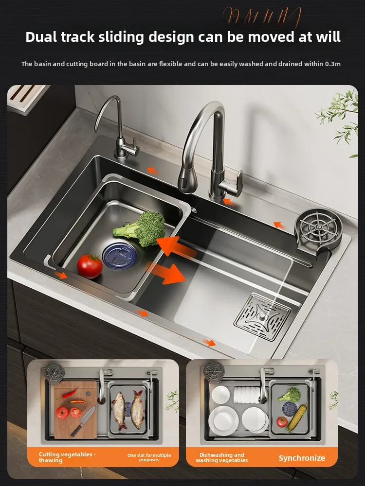 LXC Kitchen  Large Single Bowl 304 Stainless Steel Undermount Sink Dishwashing Vegetable Washing Sink Basin