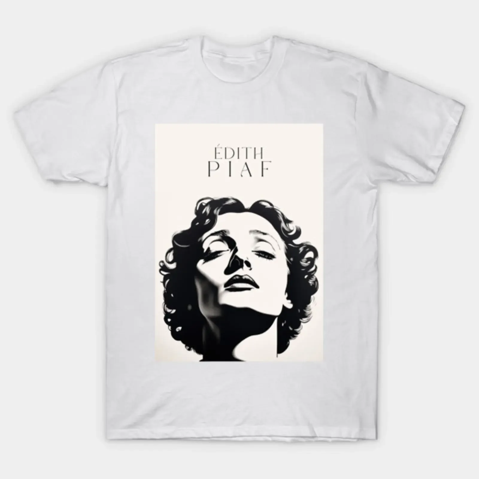 Edith Piaf portrait Peinture T Shirt vintage Washed Breathable Slightly Casual Stretched Versatile streetwear Soft