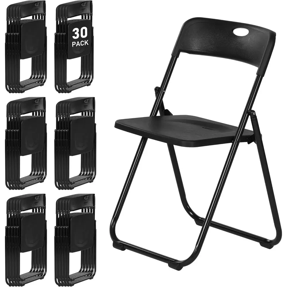 

Set of 30 Lightweight Stackable Plastic Chairs, 350lbs Capacity, Metal Legs, Ideal for Commercial, Party, Wedding, and Dining Us