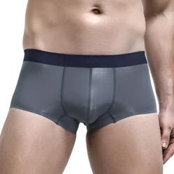 Men's Underwear Men's Summer Ultra-Thin 2021 New Ice Silk Seamless Boxer Briefs Boys Transparent Shorts
