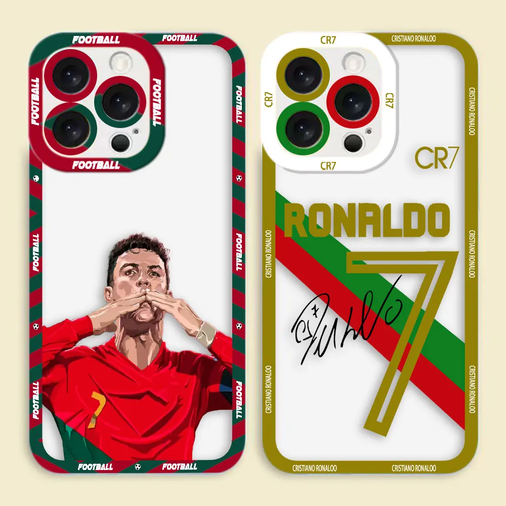 Coque de téléphone transparente pour Xiaomi 15 15T 11 LITE 11T POCO X7 X6 X5 X4 X3 GT F3 F5 M7 M6 M4 M3, motif joueur de football C-CR-7 N-Neymar 10
