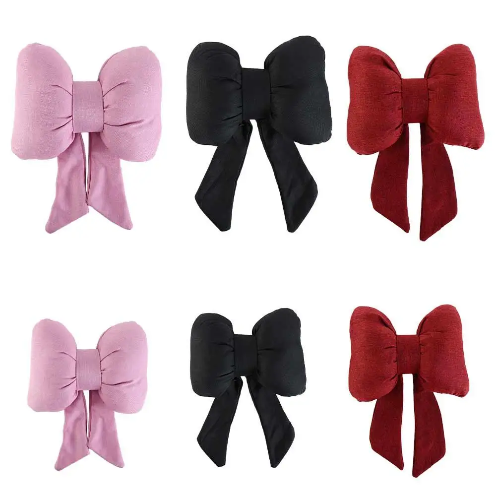 Universal Ribbon Bow Linen Bow Car Headrest Linen Cotton Ribbon Bow Car Neck Pillow Streamer Brethable Car Seat