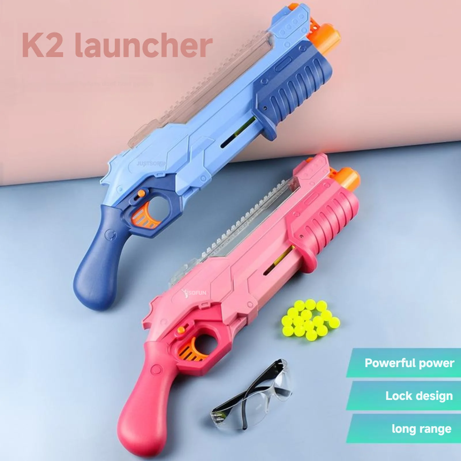 50 cm long K2 soft projectile launcher Hand pull large magazine Soft projectile gun toy model boy toy