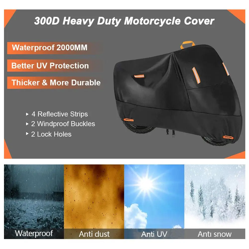 

Motorcycle Cover Rainproof Sunblock Cover Thickened Cloth Dust Buckle Cover Strip Anti-theft Built-in Jacket Oxford Reflect M3V3