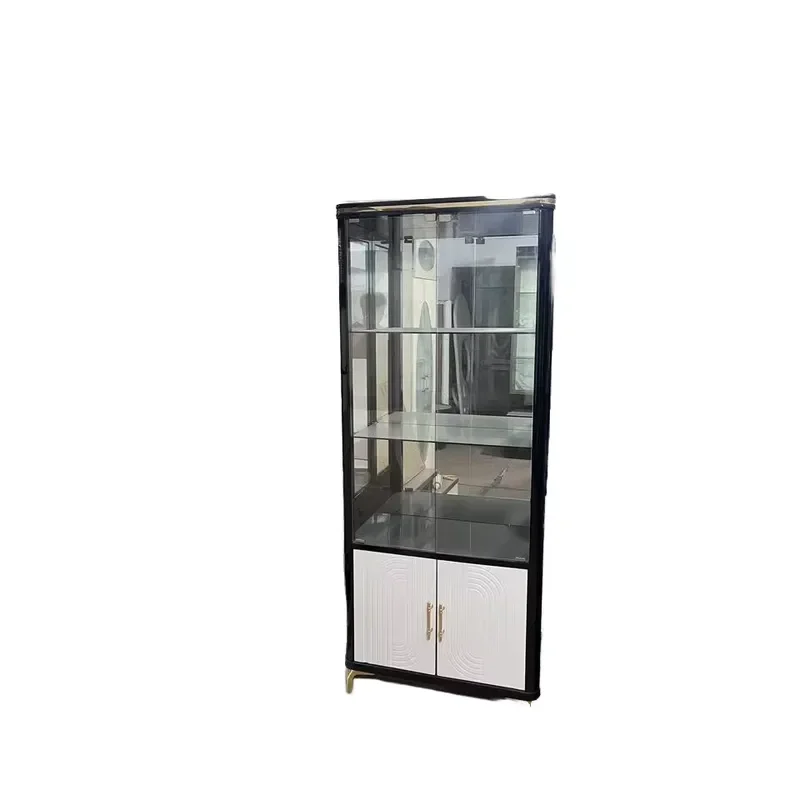 Elegant High Quality Wine Rack with Lighting Display HDF Storage Cabinet Lacquer Piano Glass Advanced Display Rack
