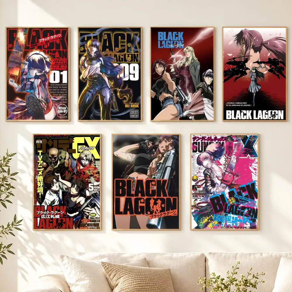anime Black Lagoon Poster Poster HD Printing Cozy Nordic Style for Home Decor for Living Room Bedroom Cafe Gift