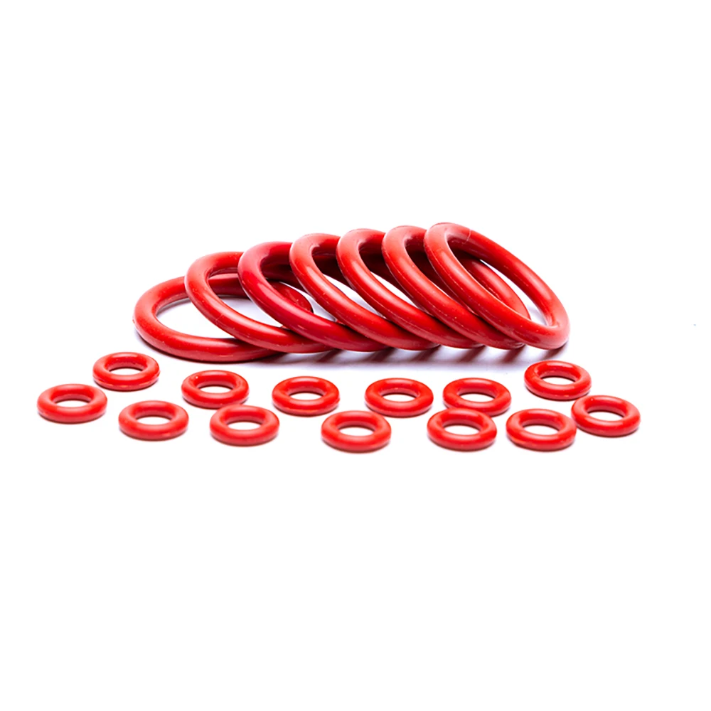 Silicone O-ring Thickness CS 2.4/3.1/3.5/4/5mm OD 8~50mm Food Grade Red VMQ Rubber Round Shape Seal Gasket Waterproof Insulated