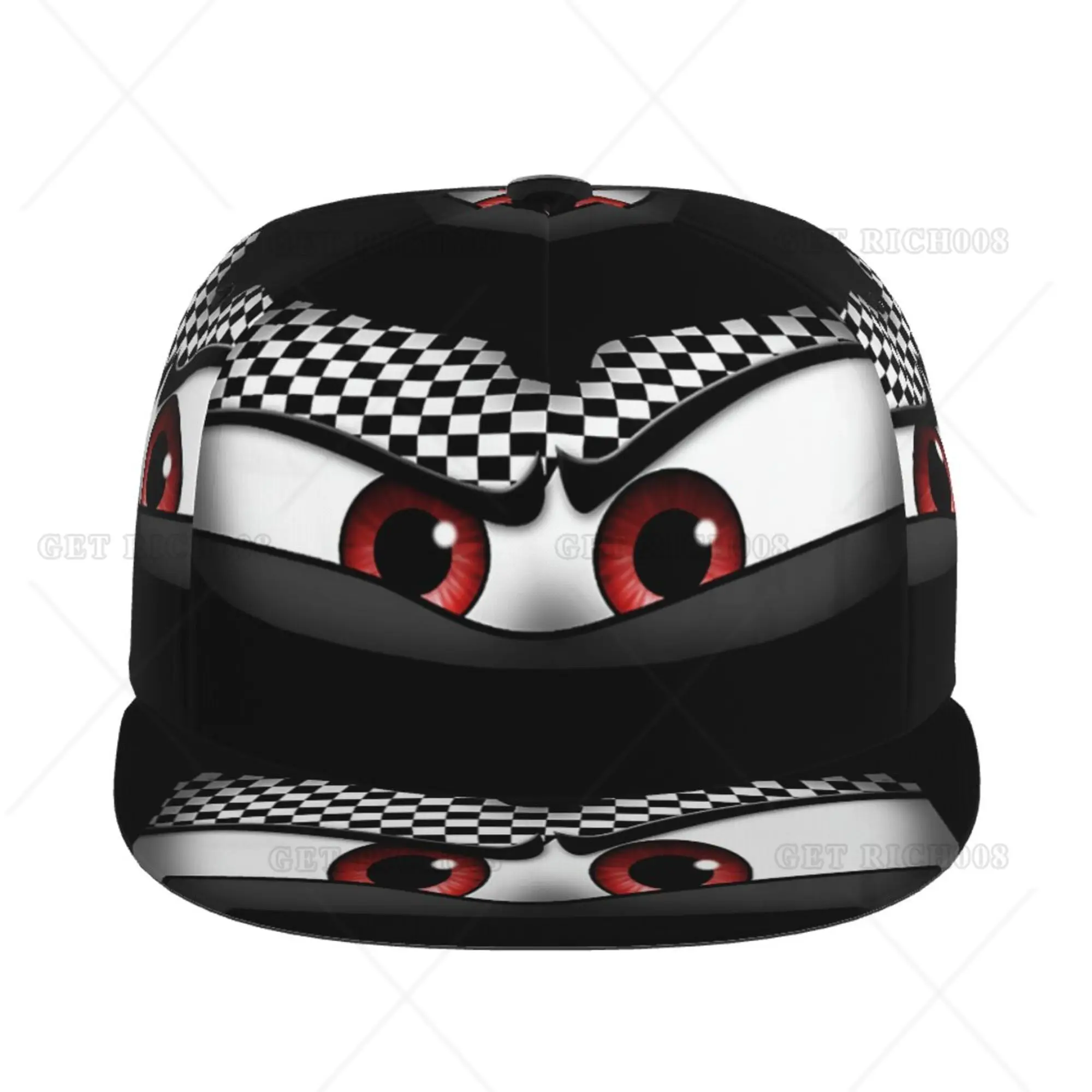 Race Car Eyes Flat Baseball Cap Hip Hop Snapback Hat Four Seasons for Men Women Teens One Size Adjustable Hiking Sports