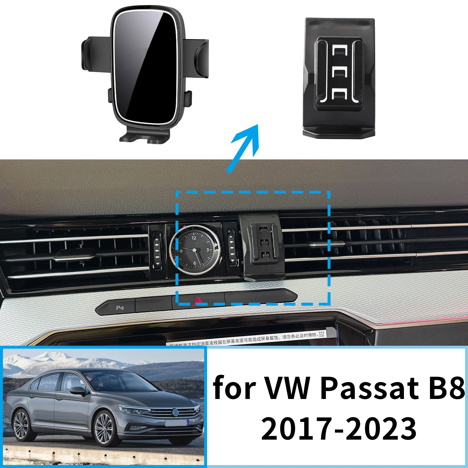 

fit for VW Passat B8 2017 2018 2019 2020-2023 Stable Clip-On Phone Holder​​ Mount Screen Base No Vibration​ Car accessoires