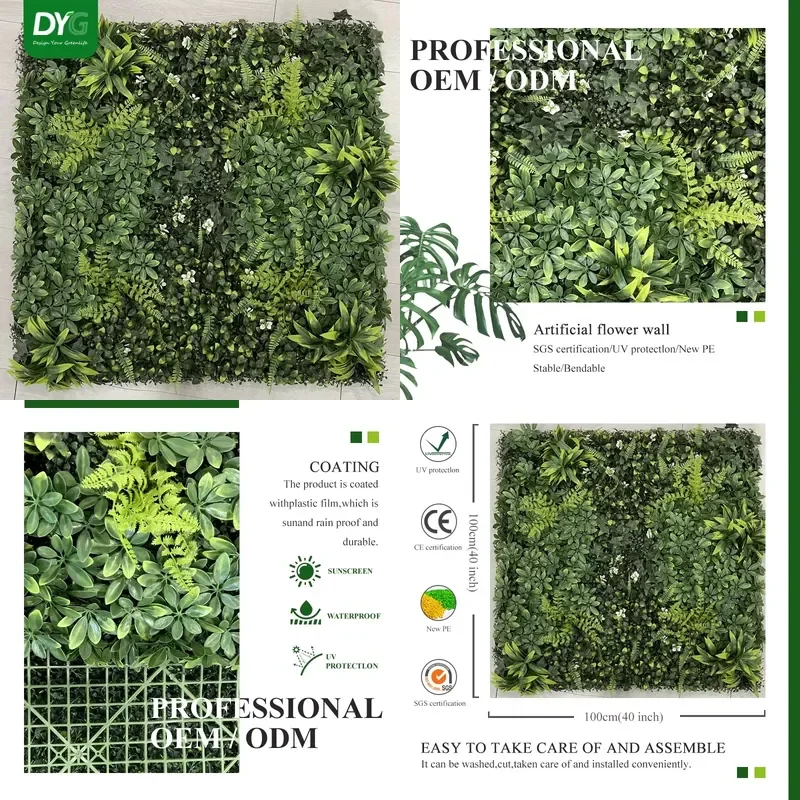 New Design Customized Jungle Style Vertical Artificial PE Grass Wall Hanging Plant UV Resistant Eco-Friendly Home Outdoor