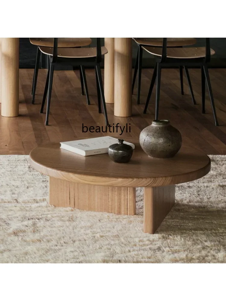 Japanese-Style Solid Wood Tea Table Log Bed & Breakfast round Tea Table Home Living Room Tea Table