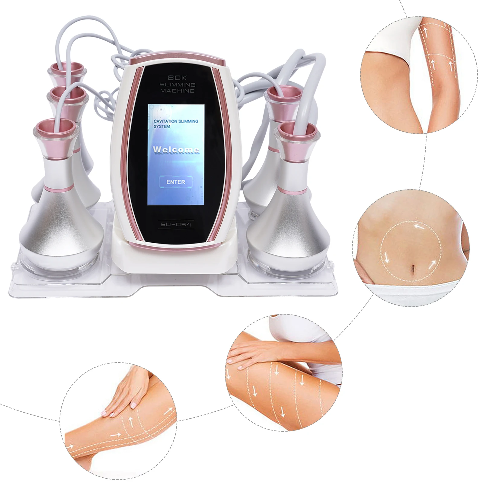 Máquina de Cavitación Ultrasónica 5 en 1 de 80kHz, Dispositivo de Adelgazamiento Corporal y Lifting Facial para Uso Doméstico, Equipo de Belleza Antienvejecimiento con Pantalla LED