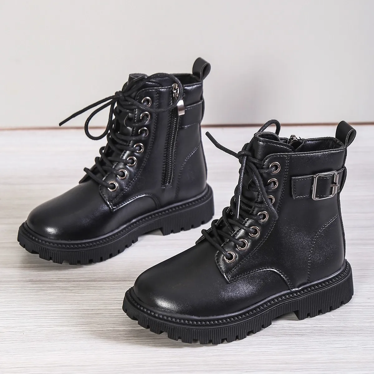 Autumn Girls Fashion Short Boots New Non-slip Design Kid Pu Leather Boots Comfortable Versatile Size 25-36 Children Causal Shoes