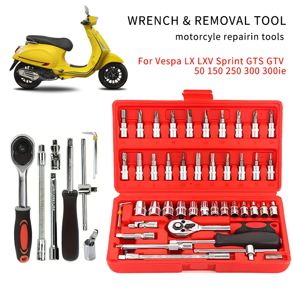 

For Vespa LX LXV Sprint GTS GTV 50 150 250 300 300ie Wrench And Removal Tool Ratchet Wrench Key For motorcycle Repairing Tools