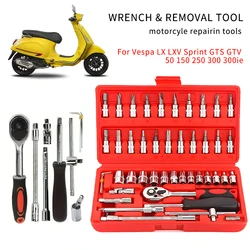 For Vespa LX LXV Sprint GTS GTV 50 150 250 300 300ie Wrench And Removal Tool Ratchet Wrench Key For motorcycle Repairing Tools