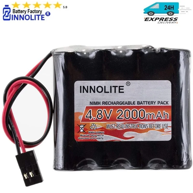 

4.8V High Capacity Rechargeable Battery with Hitec Connectors Works for popular model RC airplanes and RC helicopters receivers