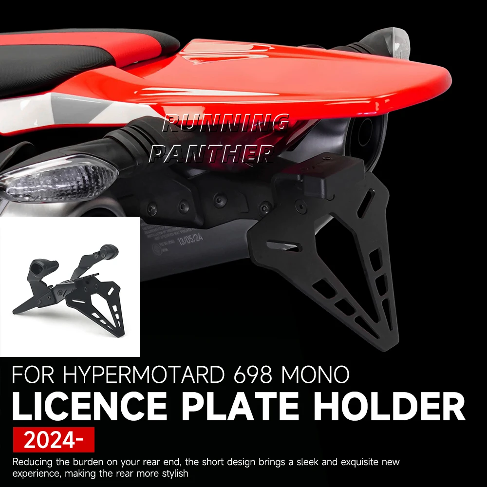

NEW For Ducati Hypermotard 698 Mono 2024- Motorcycle Rear Short Tailstock Bracket with LED Light License Plate Holder