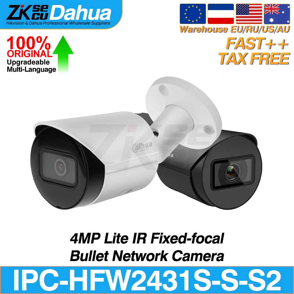 

Dahua Original IPC-HFW2431S-S-S2 4MP 2K Lite Bullet Network IP Camera Intrusion Tripwire IR 30M SD Card Slot POE IP67