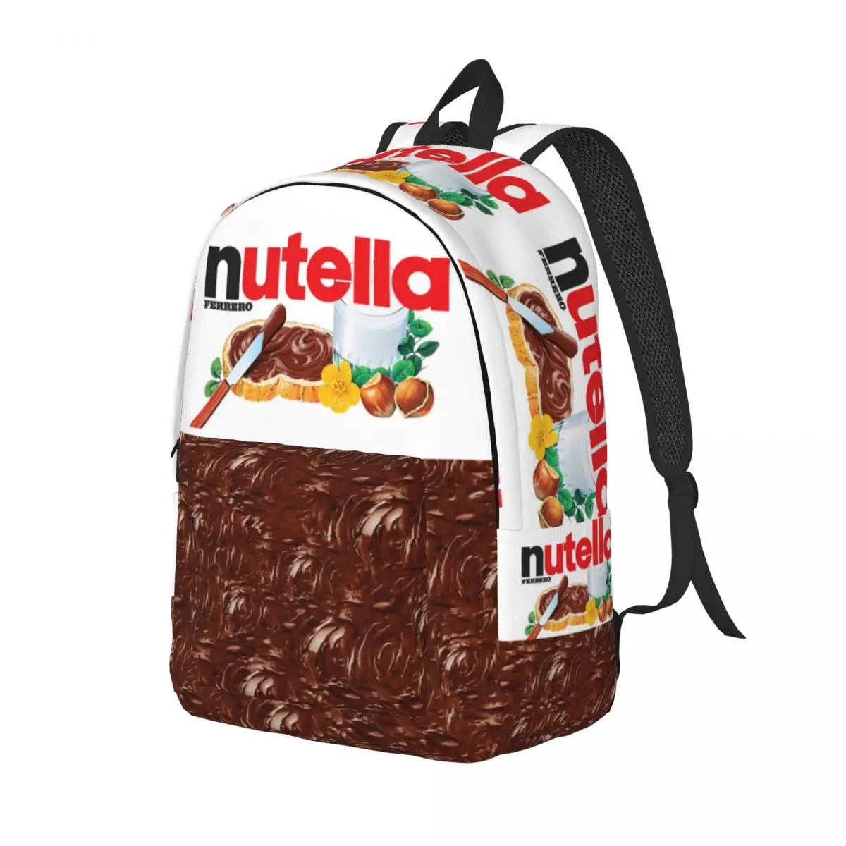 Custom Chocolates N-Nutellas Travel Canvas Backpack Women Men School Laptop Bookbag Foods College Student Daypack Bags