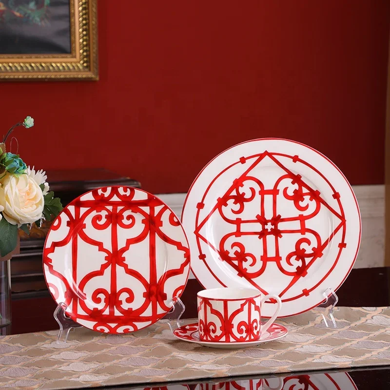 Red Window Dining Room Home Decors Bone China Dinnerware Sets